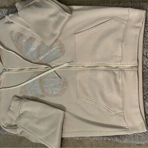 SHEIN Cream Hoodie with Butterfly Design